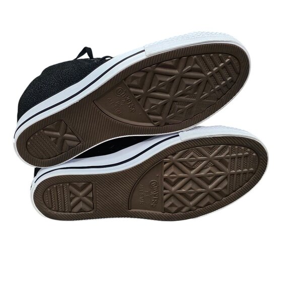 Converse Chuck Taylor All Star Lux Mid Hidden Wedge Black Textured Sneaker Shoe - Picture 10 of 10